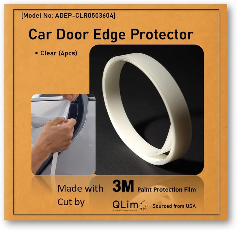 QLim 3M-4doors Car Door Edge/Entry Protector/Sticker/Guard, 3M-PPF(Paint Protection Film), Clear(Transparent), Anti Scratch, Universal Fit for Most Cars (Clear 0.5inx36in /4strips) - Image 1